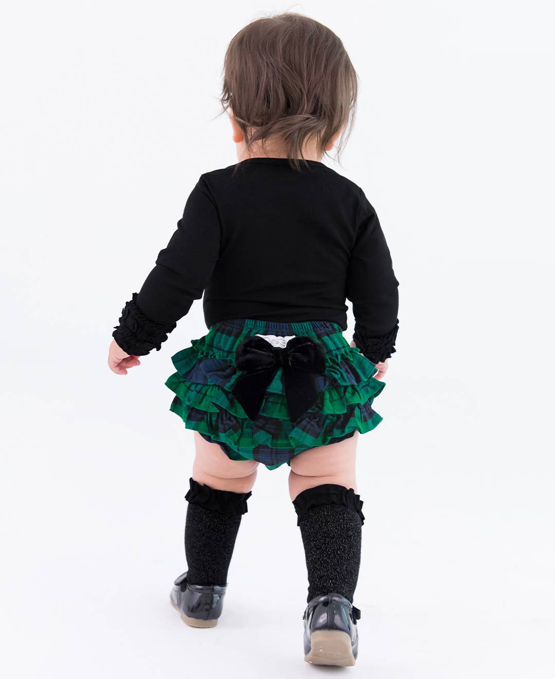 Baby Girls Black Knit Long Sleeve Ruffle Layering Bodysuit