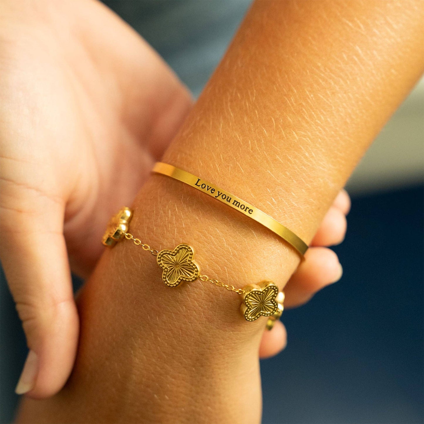 18K Gold PVD Stainless Steel Love you more Bracelet