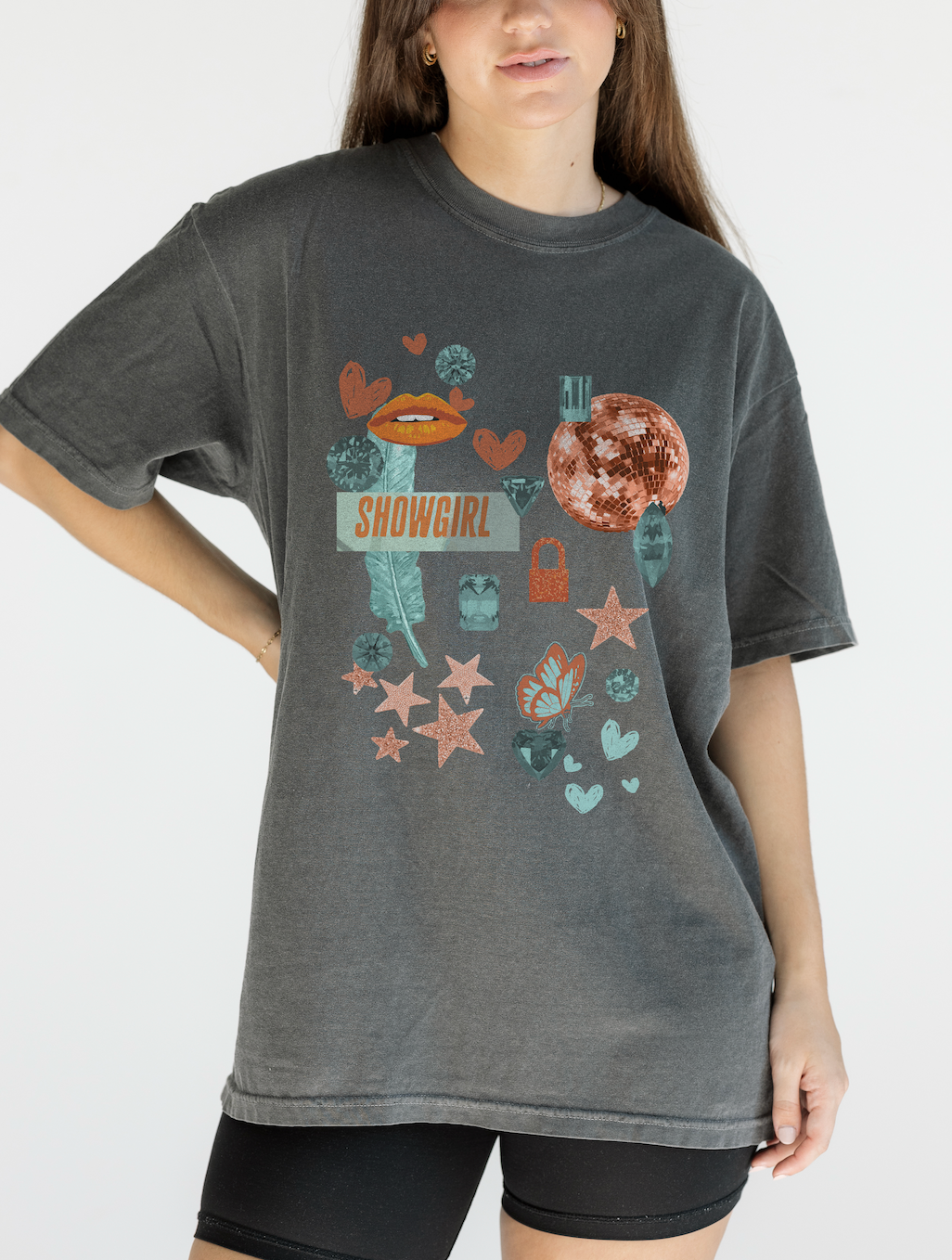 Showgirl Collage Tee in Pepper