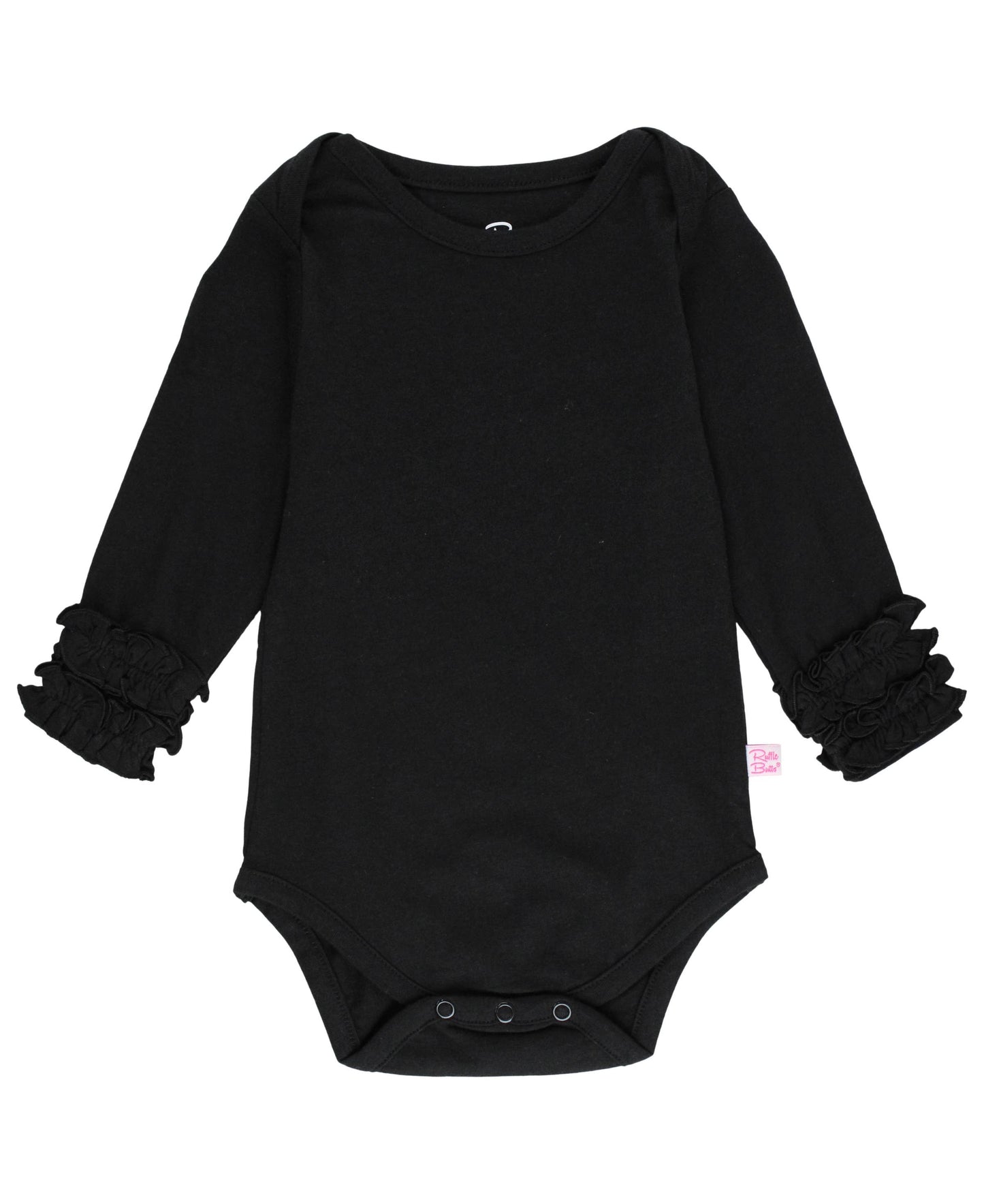 Baby Girls Black Knit Long Sleeve Ruffle Layering Bodysuit