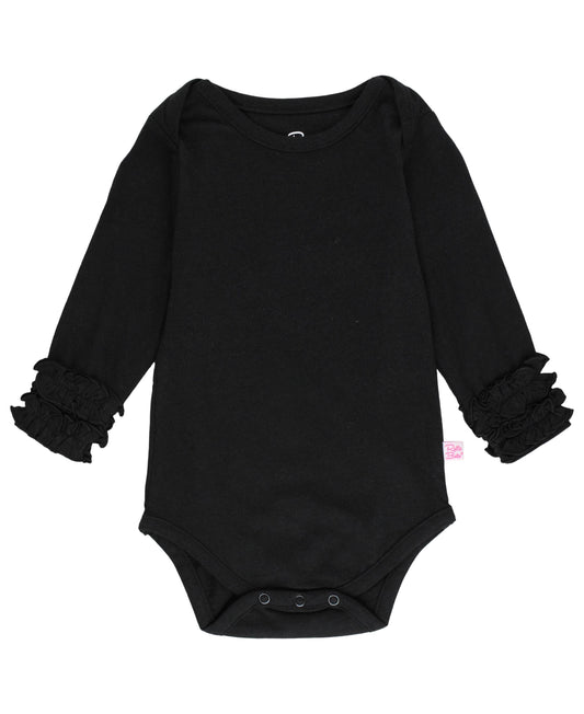 Baby Girls Black Knit Long Sleeve Ruffle Layering Bodysuit