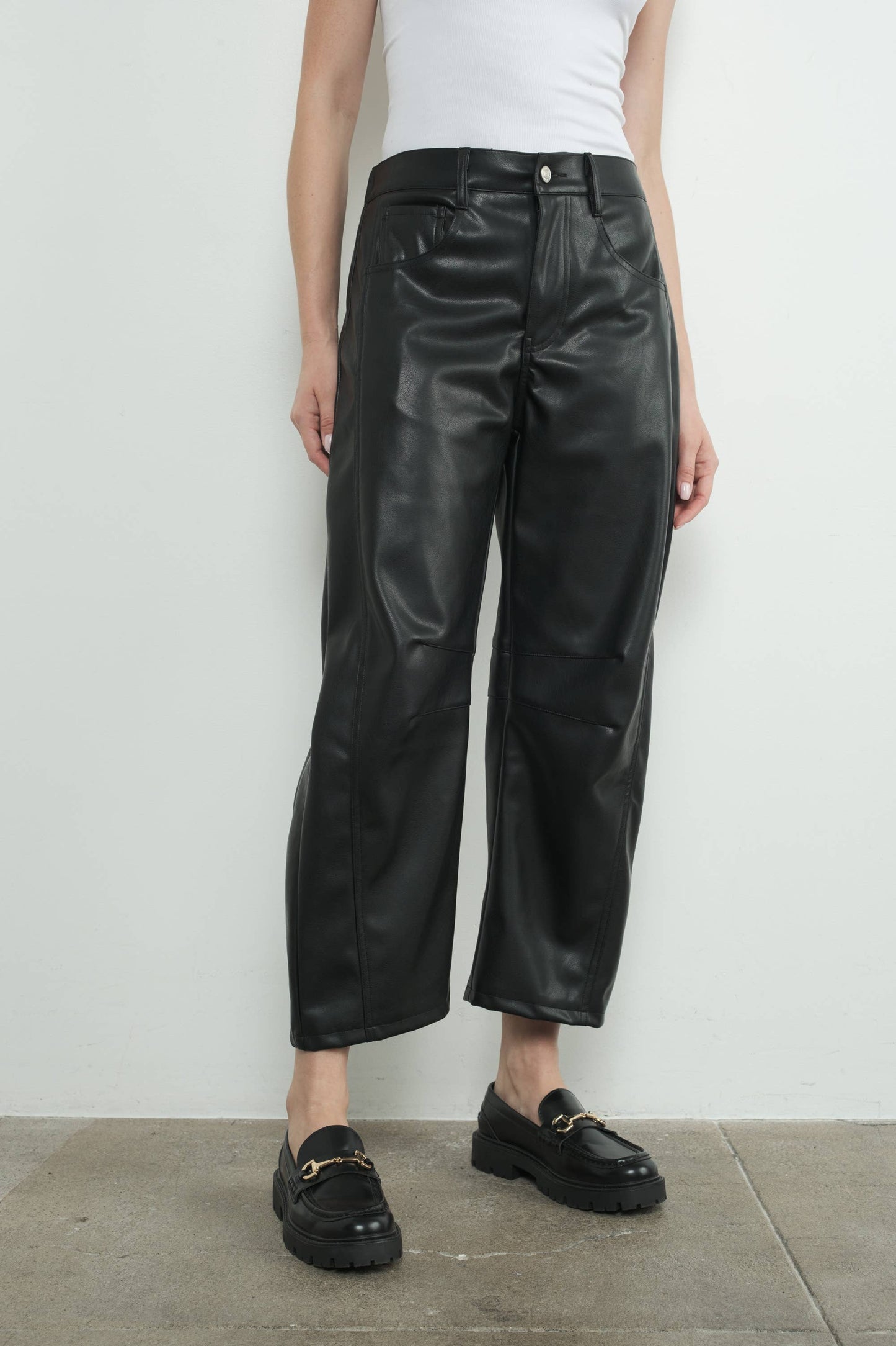 MAP3063 FAUX LEATHER SLOUCHY RELAX FIT PANTS