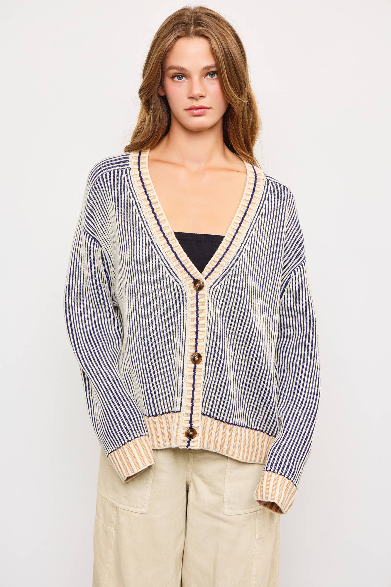 RIBBED KNIT CARDIGAN