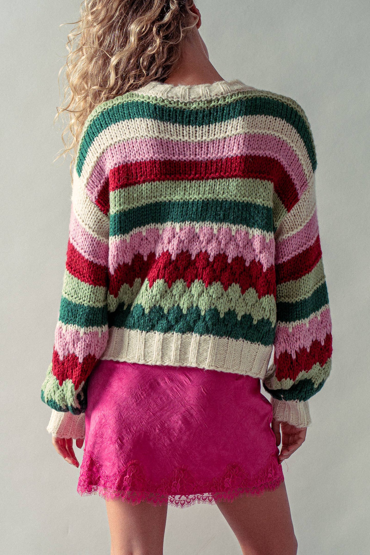 Chunky Holiday Stripe Sweater – Bold Multicolor Knit