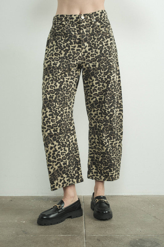 MAP2740-ANIMAL LOUCHY RELAX FIT DENIM ANIMAL PRINT PANTS