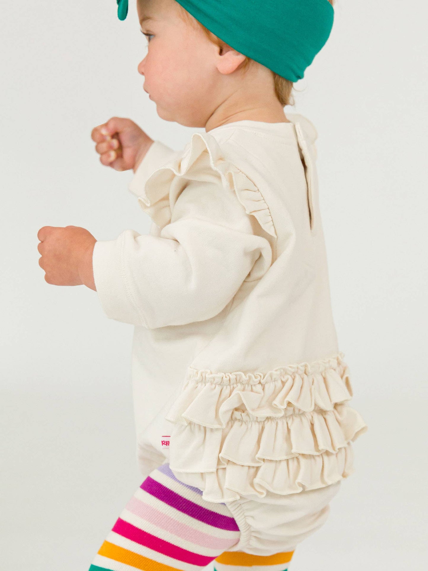 Baby Girls Ivory Sweatshirt Bubble Romper