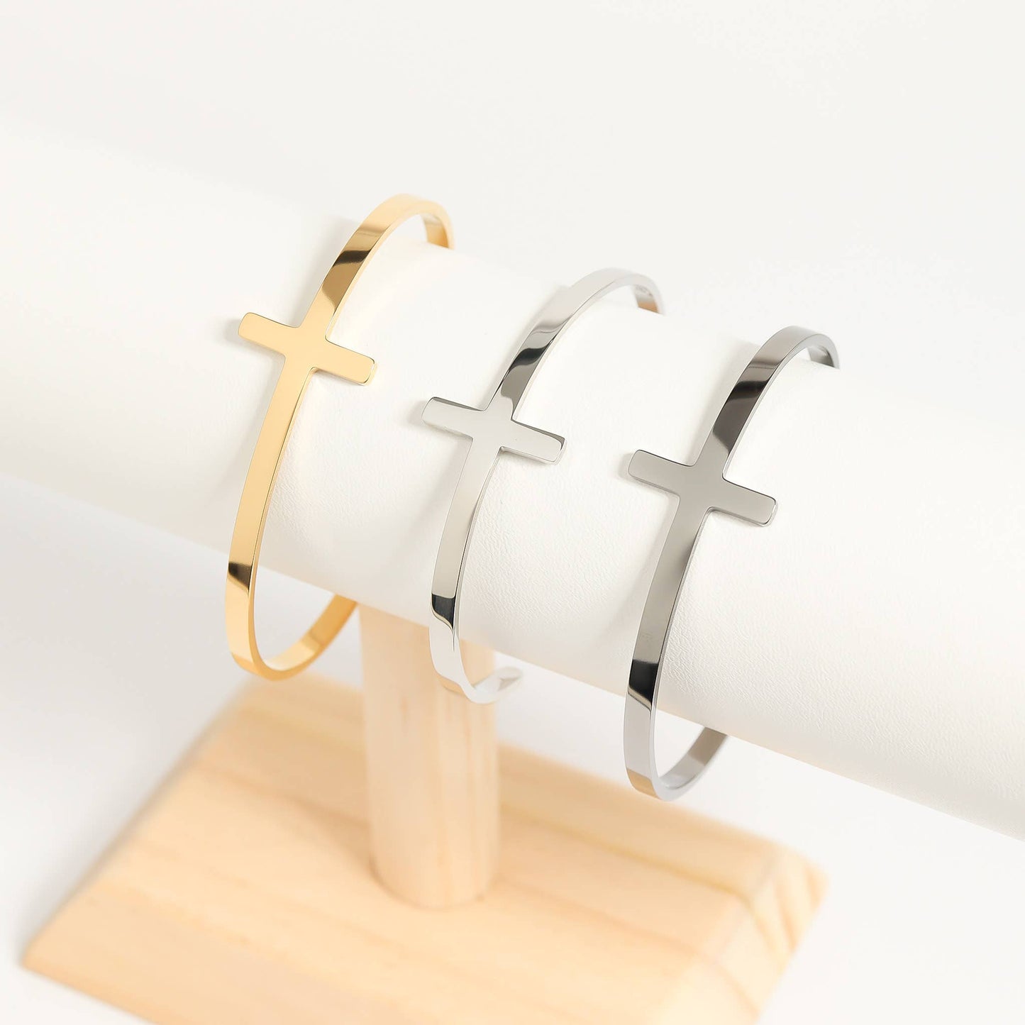 Natural Wood & Leather Bracelet Display