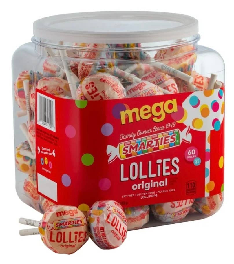 Nostalgic 1937 Smarties Mega Pop 60CT Canister Tub Display