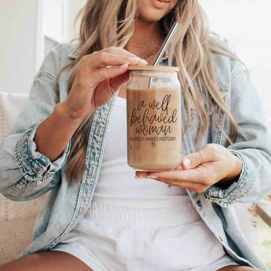 Women Empowerment Gifts, Glass Tumblers with Straws & Lid