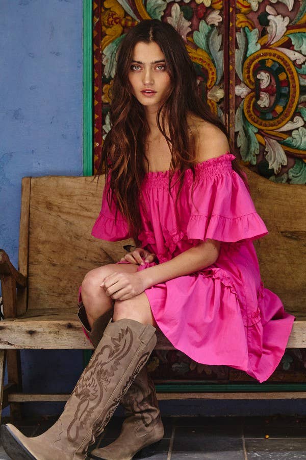 ID4089 Frill Trim Tiered Babydoll Swing Dress