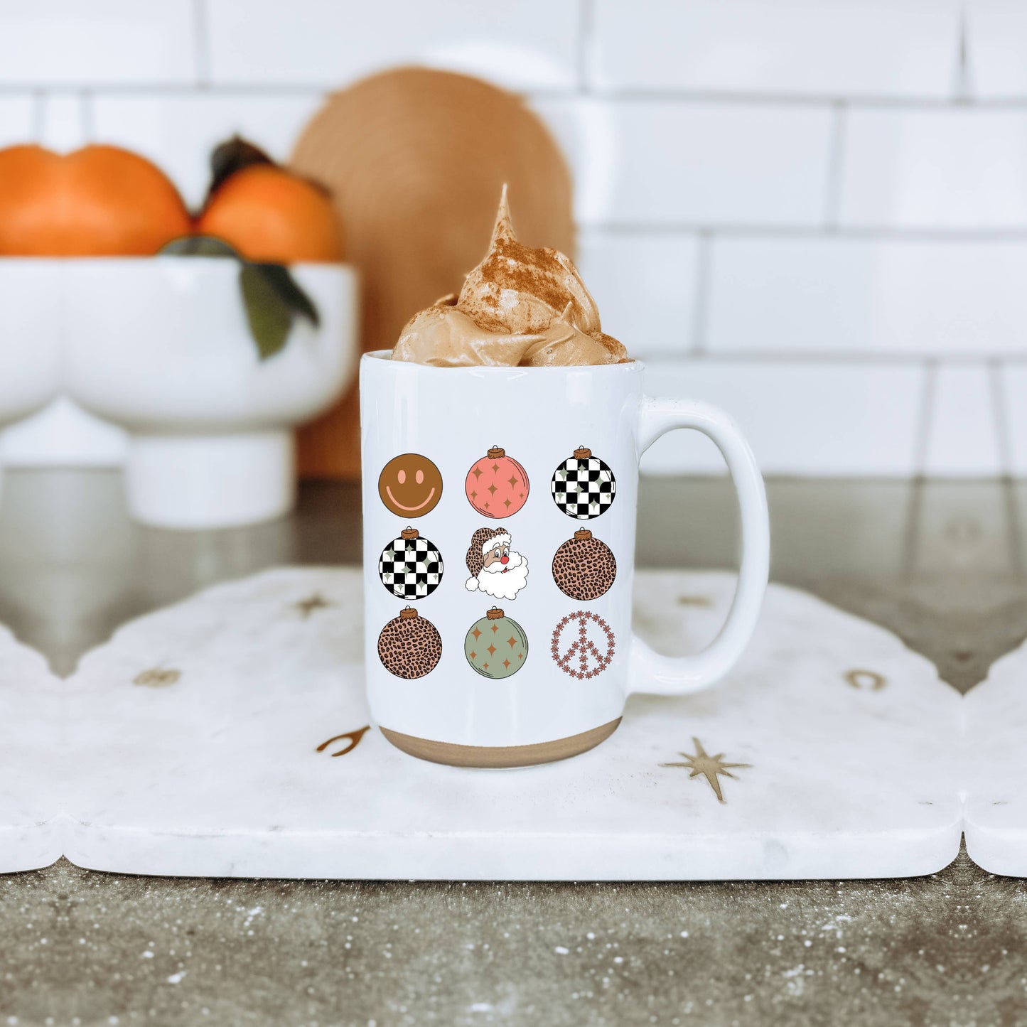 Retro Christmas Coffee Mug Ceramic, Modern Holiday Drinkware