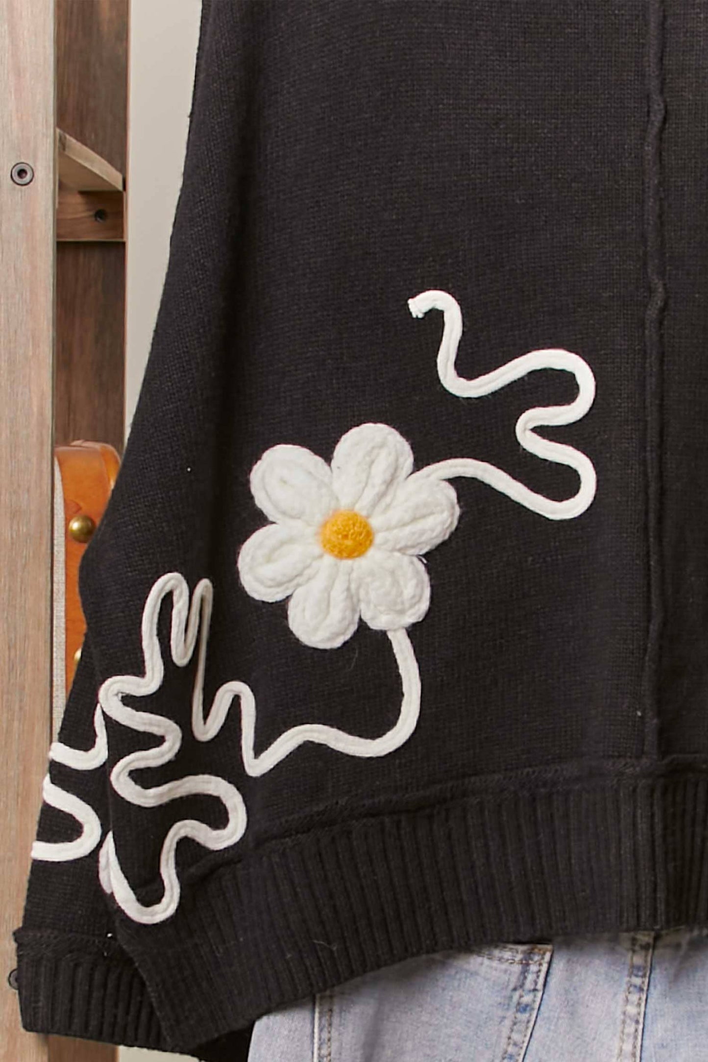 Floral Embroidered Button-Down Cardigan