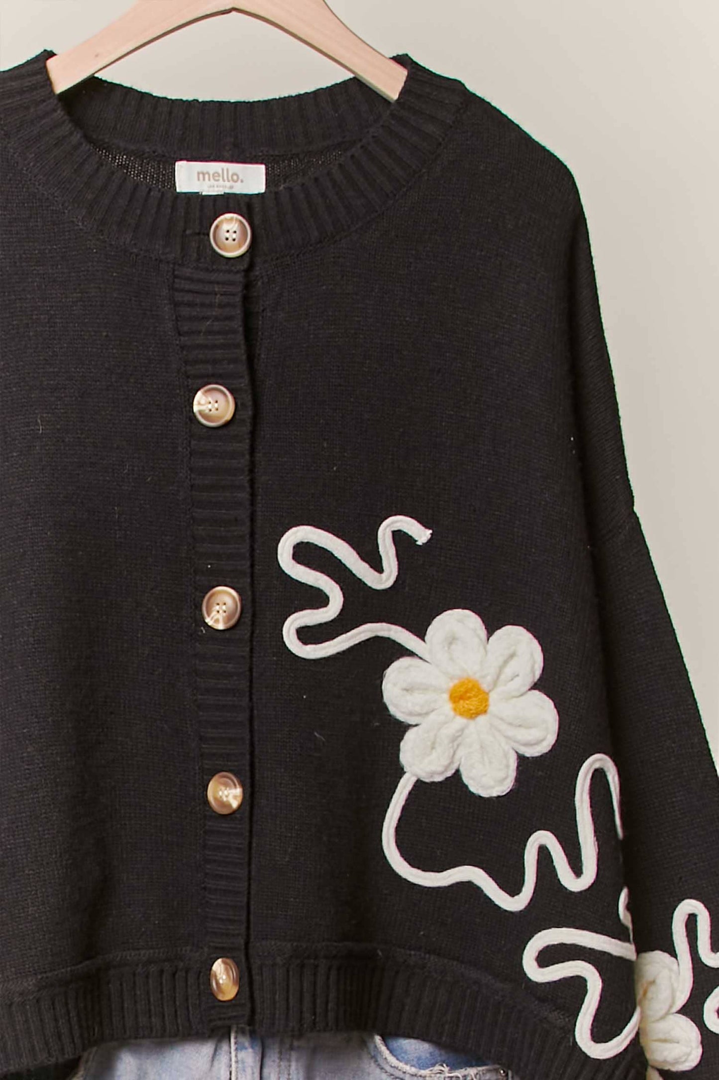 Floral Embroidered Button-Down Cardigan