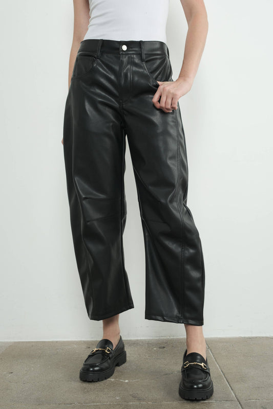 MAP3063 FAUX LEATHER SLOUCHY RELAX FIT PANTS