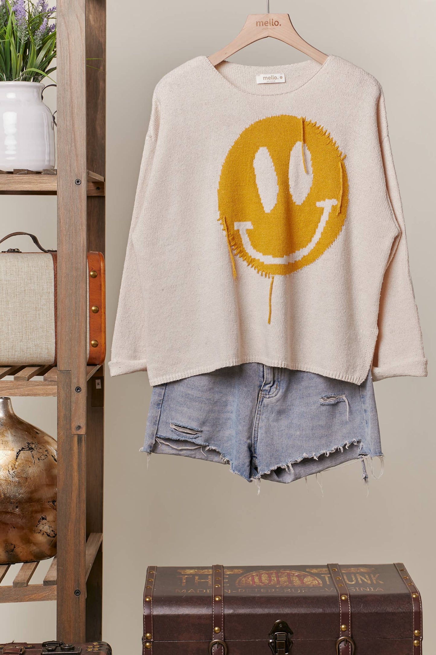 Smile Face Printed Loose Fit Sweater