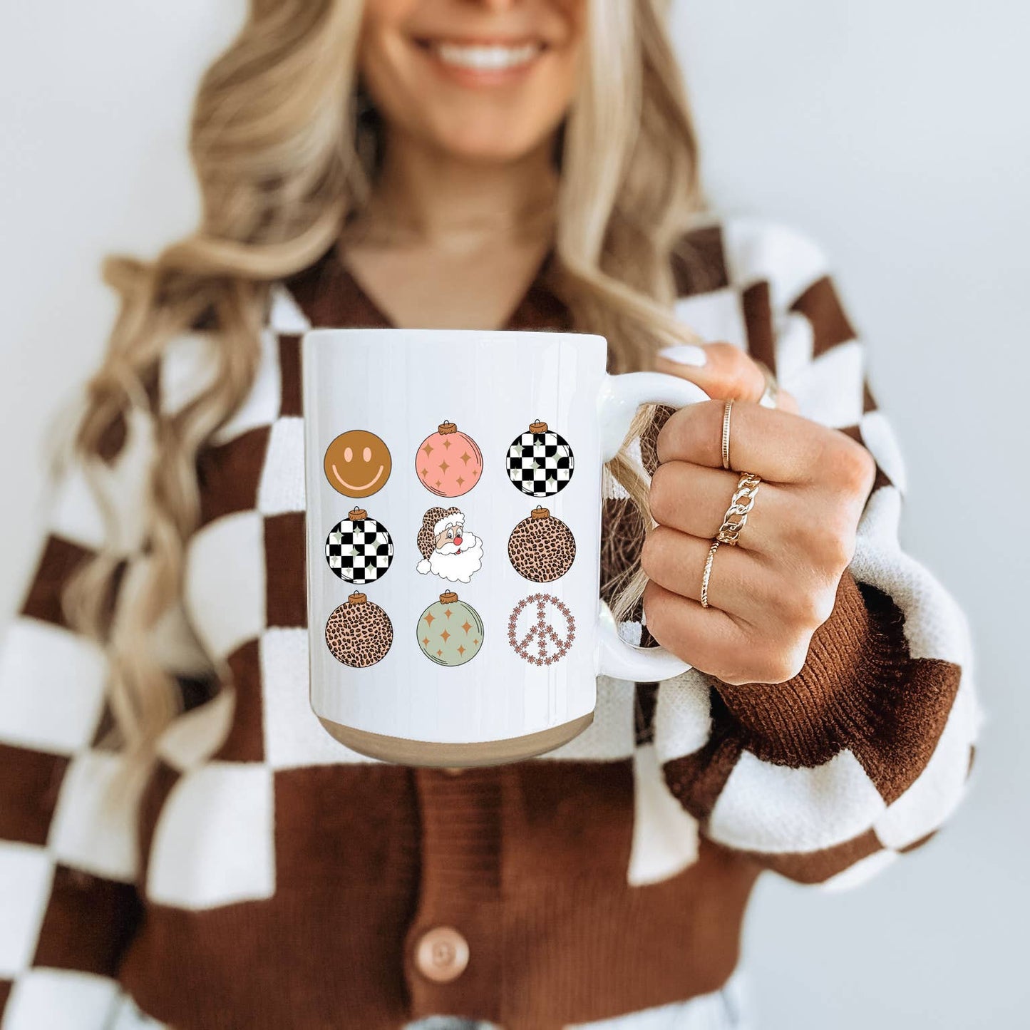 Retro Christmas Coffee Mug Ceramic, Modern Holiday Drinkware