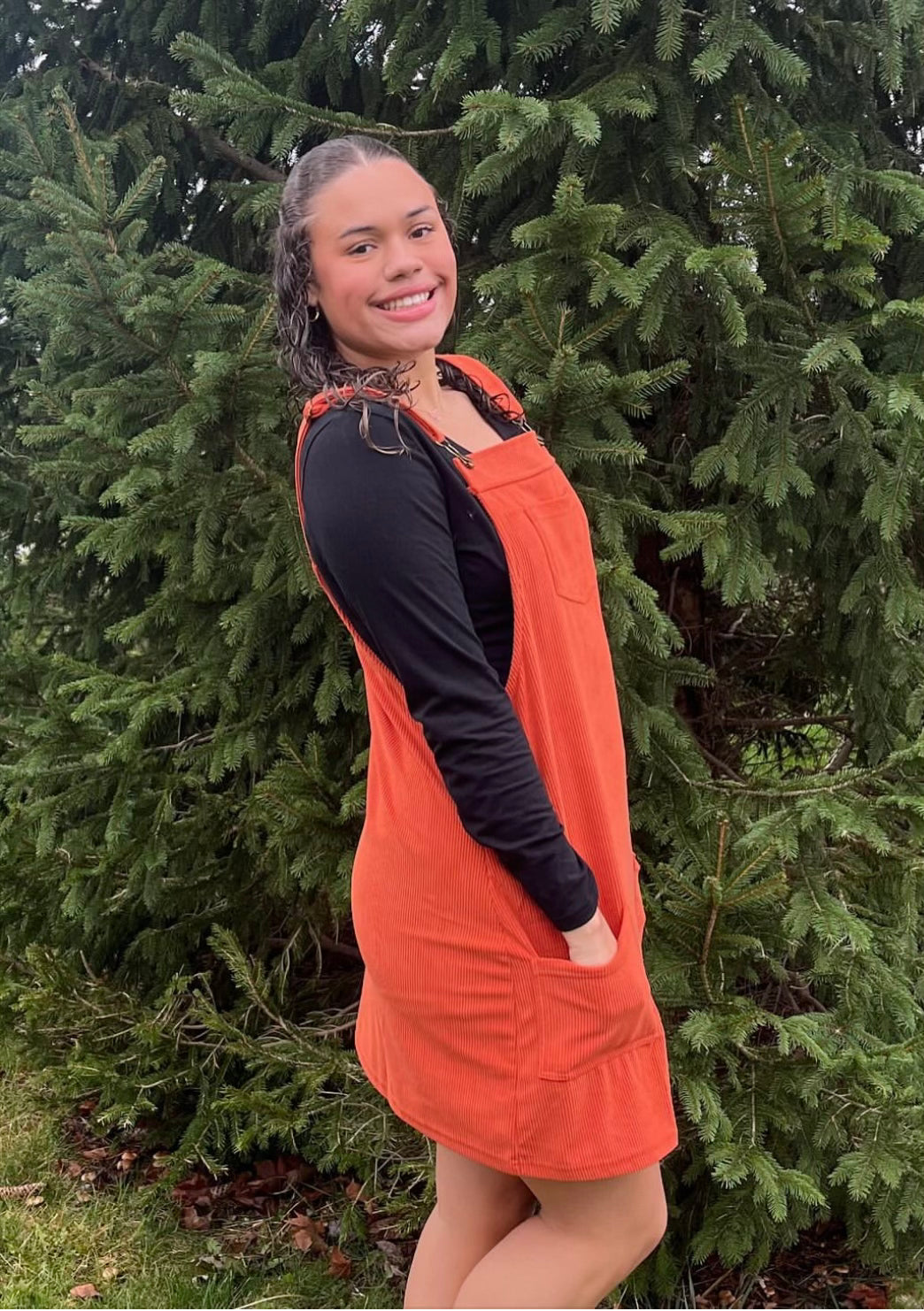 Orange Overall Dress