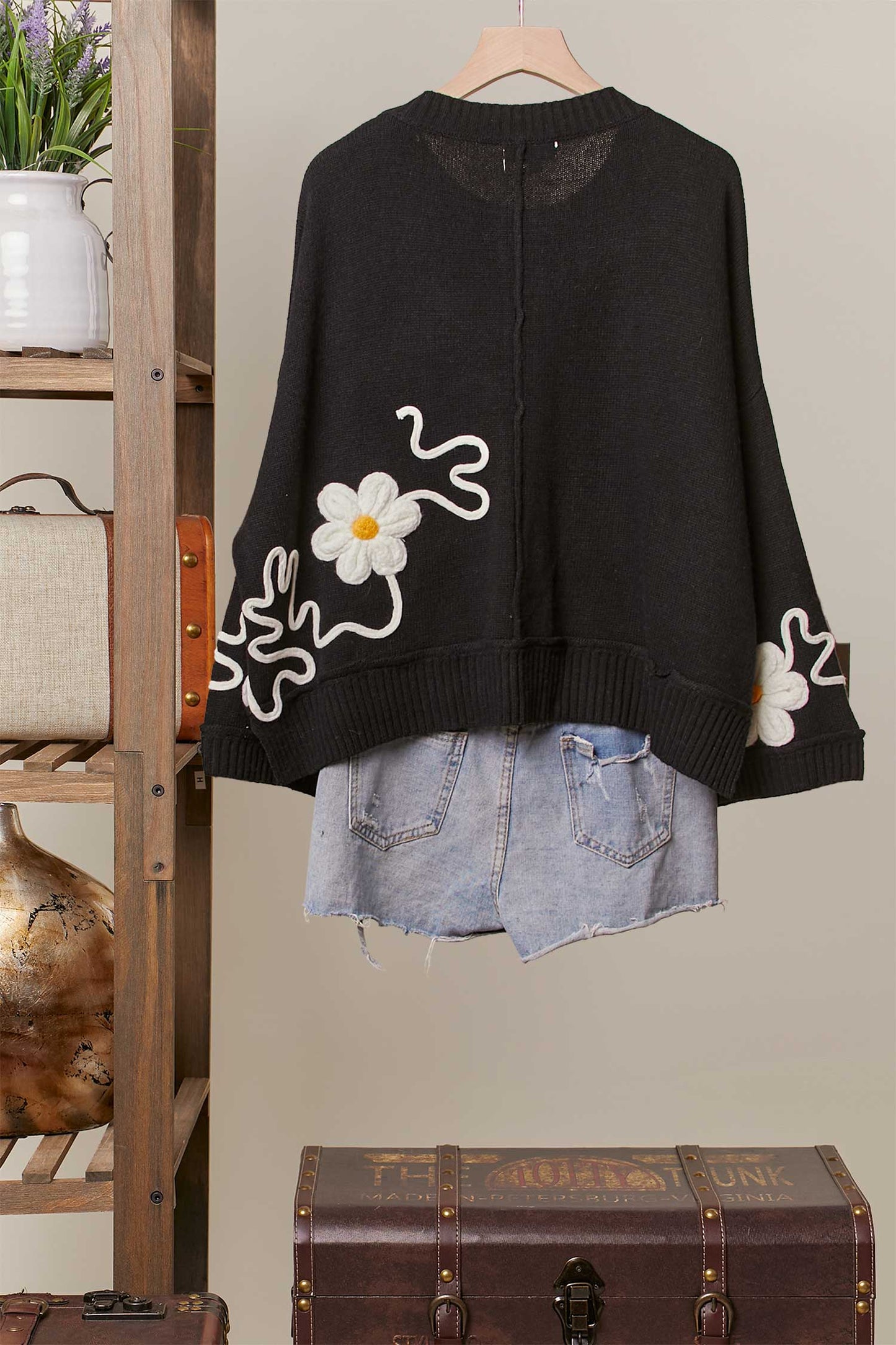 Floral Embroidered Button-Down Cardigan
