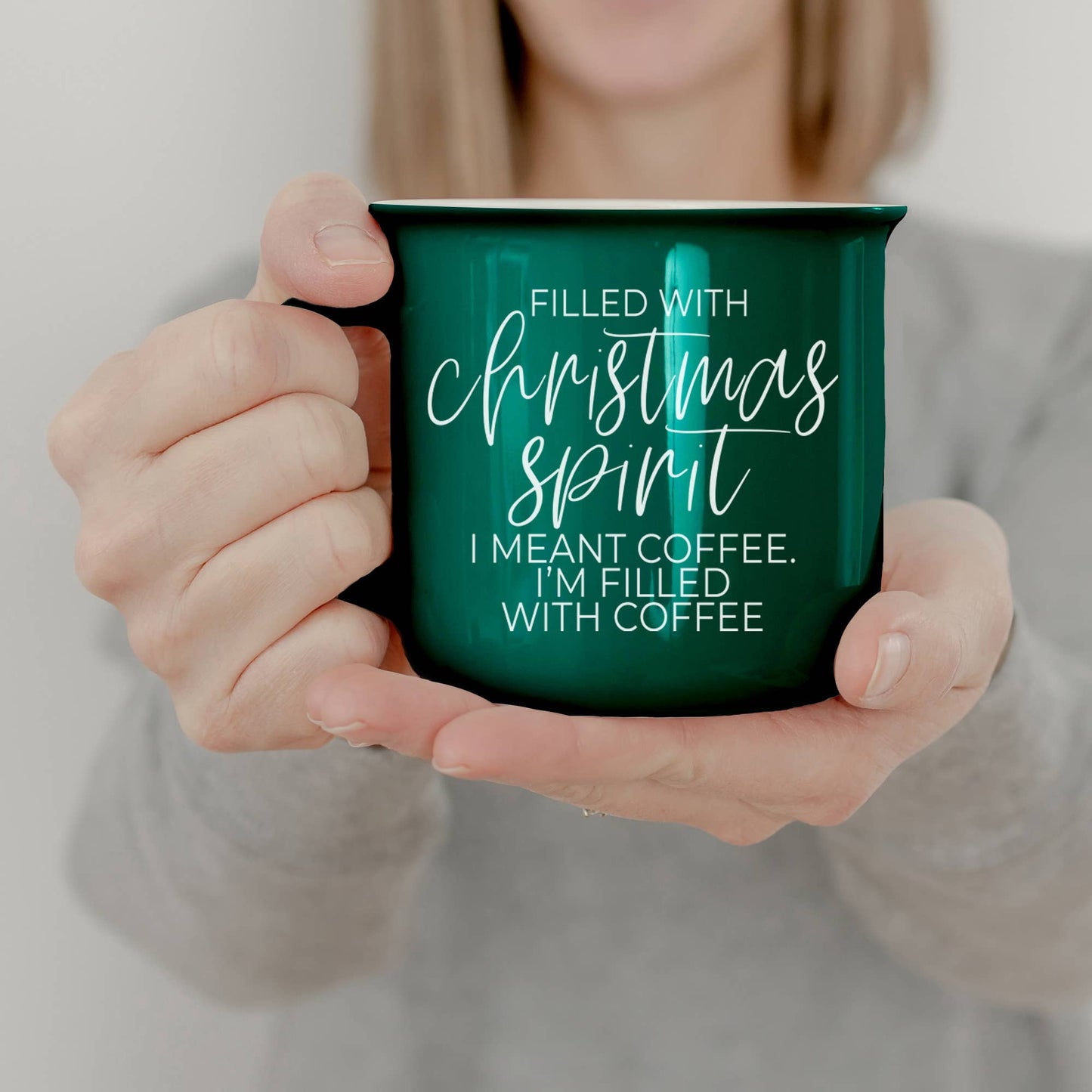 Christmas Coffee Mugs Ceramic, Red + Green Holiday Drinkware