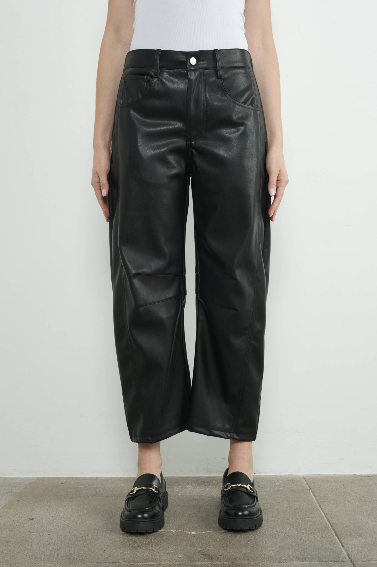 MAP3063 FAUX LEATHER SLOUCHY RELAX FIT PANTS