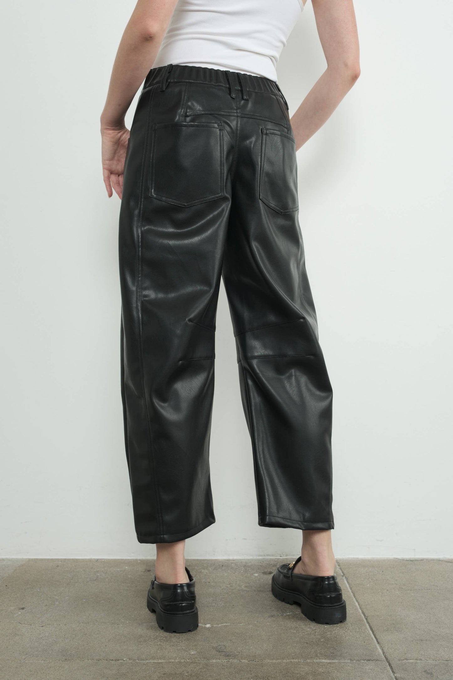 MAP3063 FAUX LEATHER SLOUCHY RELAX FIT PANTS