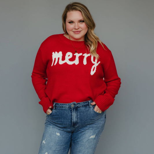 XXL Red & White Merry Sweater