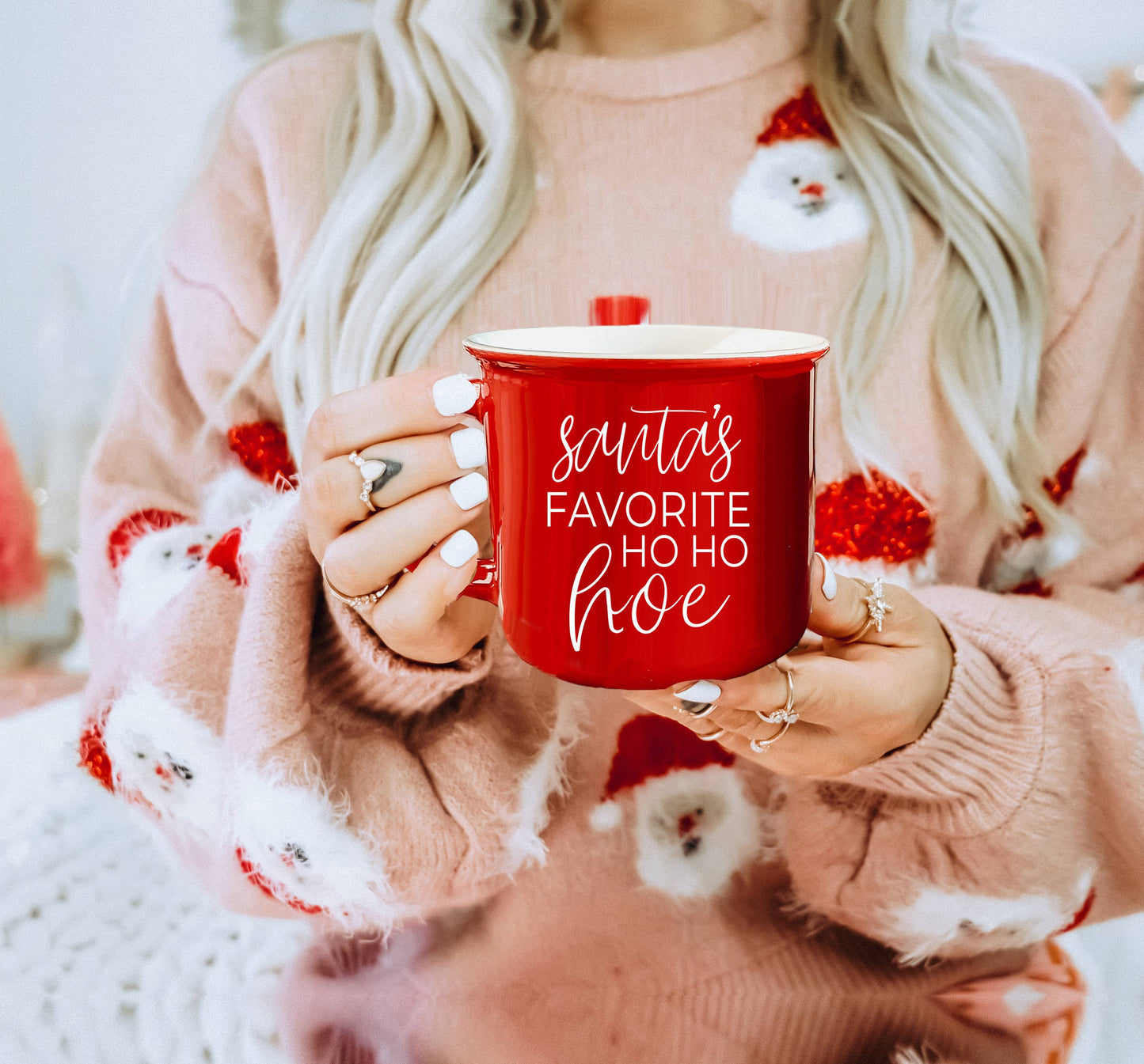 Christmas Coffee Mugs Ceramic, Red + Green Holiday Drinkware