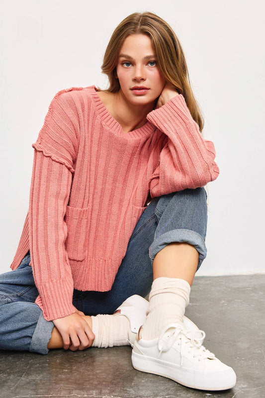 PULLOVER POCKET SWEATER TOP