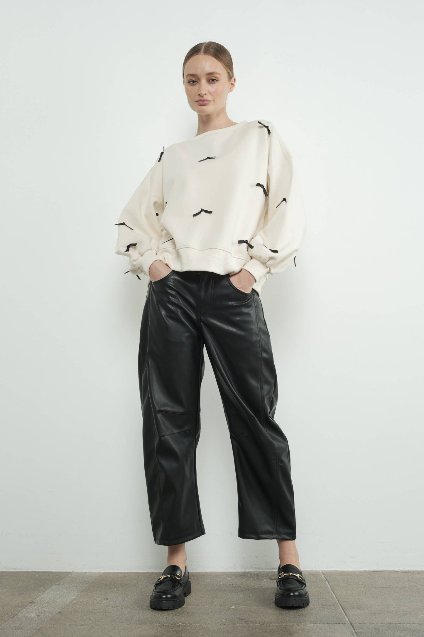 MAP3063 FAUX LEATHER SLOUCHY RELAX FIT PANTS