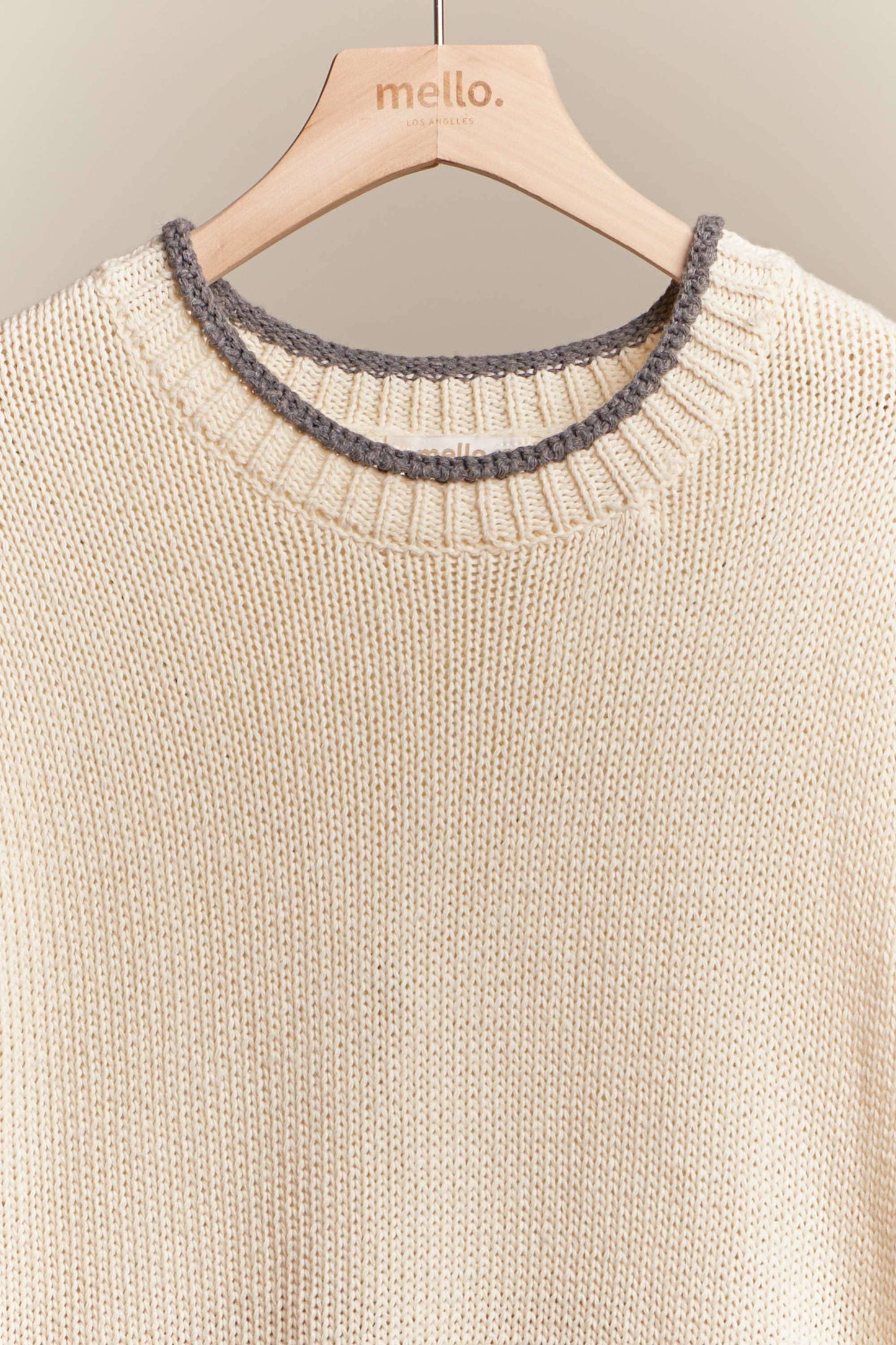 Star Sleeve Sweater with Contrast Neckline